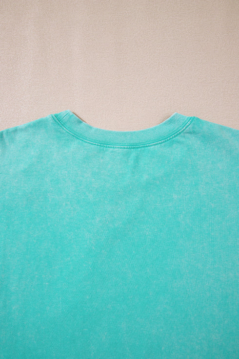 Acid Wash Star Applique Rolled Trim Pants Set