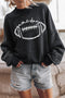 Distressed Finish Football Graphic Oversized Pullover Sweatshirt