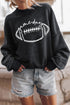 Distressed Finish Football Graphic Oversized Pullover Sweatshirt