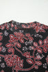 Retro Floral Print Long Sleeve Mesh Maxi Dress