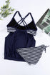 Adjustable Drawstring Blouson Hem Print Tankini Set