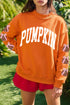 Mock Neck Sequined Pumpkin Applique Graphic Sweatshirt
