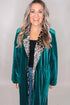 Leopard Print Velvet Lapel Collar Open Front Cardigan