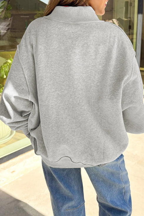 Polyester Glitter Letter Mock Neck Graphic Sweatshirt