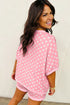 Oversized Polka Dot Print Drawstring Short Set