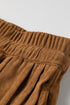Elastic Waist Wooden Button Placket Ankle Length Wide Leg Pants