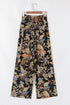 Bohemian Floral Print Smocked Waist Wide Leg Pants