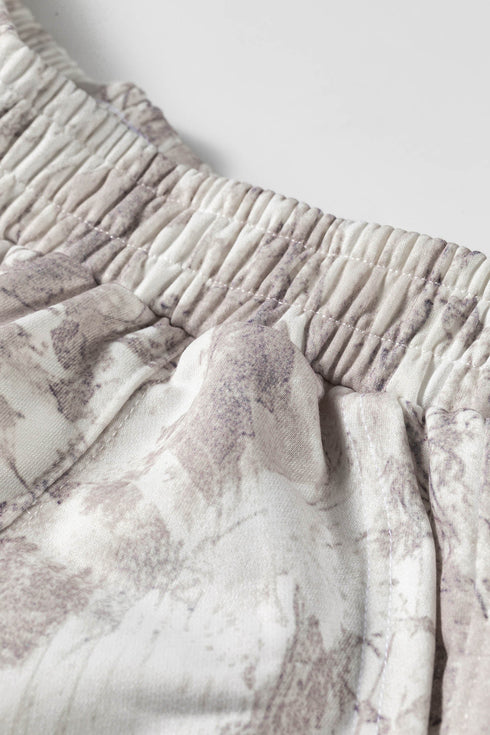 Abstract Print Long Sleeve Elastic Waist Pant Set