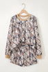 Abstract Woodland Print Long Sleeve Casual Short Set