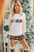 HOHOHO MERRY CHRISTMAS Chenille Letter Graphic Drop Shoulder Sweater