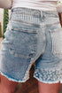 Striped Paisley Mixed Patchwork Raw Hem Denim Shorts