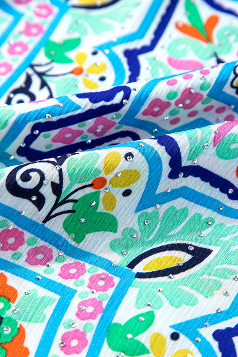 Relaxed Fit Geometric Tile Print Woven Cami Top