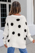 Polka Dot Button Front Oversized V Neck Cardigan