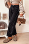 Cotton Denim Studded Straight Leg Loose Jeans