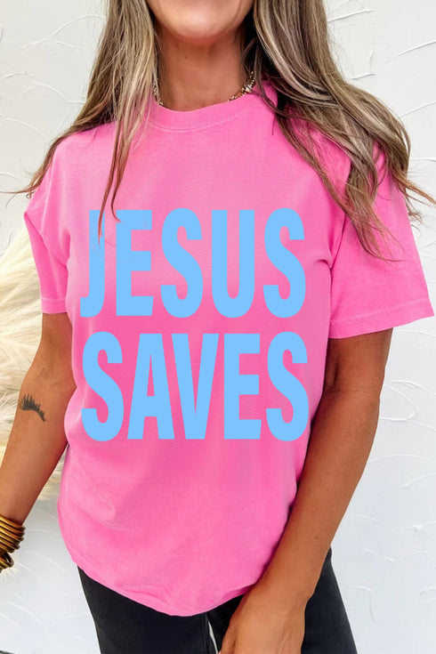 Polyester Cotton Jesus Saves Print Graphic Tee