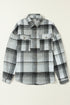 Casual Plaid Print Flap Pocket Button Down Shacket