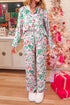 Christmas Berries Plant Print Satin Wide Leg Sleepwear Set