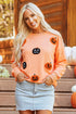 Embroidered Pumpkin Graphic Face Drop Shoulder Sweatshirt