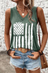 Distressed Patriotic Graphic V Neck Sleeveless Tank Top