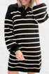 Striped Collared Long Sleeve Knit Polo Sweater Dress