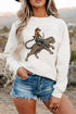 Western Cowboy Cheetah Graphic Relaxed Pullover Sweatshirt