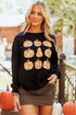 Graphic Floral Pumpkin Crew Neck Pullover Sweatshirt