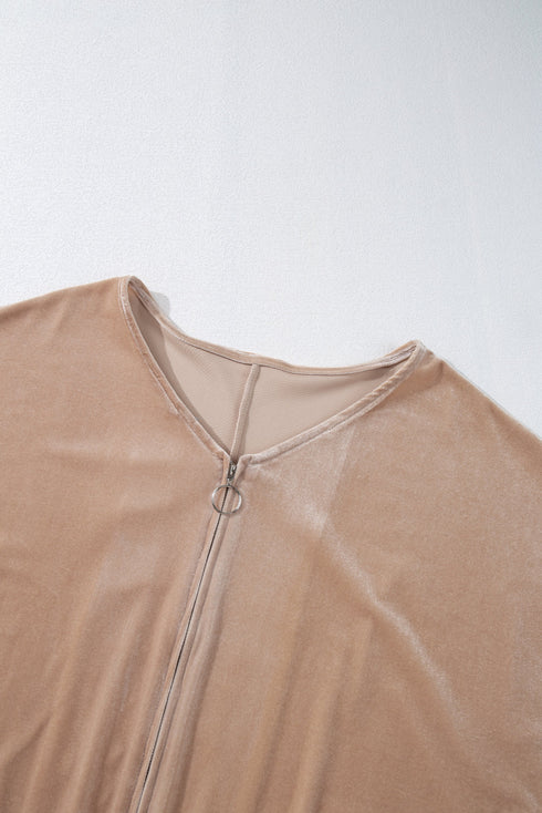 Plush Velvet Zipped Top And Jogger Pant Set