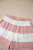 Striped Half Zip Bracelet Sleeve Seam Detail Short Set