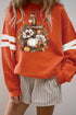 Floral Pumpkin Cross Print Banded Sleeve Graphic Sweatshirt