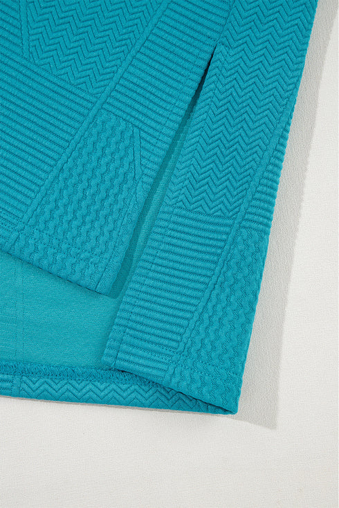 Solid Textured Ruffle Sleeve Cropped Wide Leg Pant Set