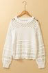 Mixed Stitch Scalloped Hem Relaxed Fit Sweater
