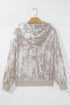 Abstract Camouflage Print Ribbed Edge Long Sleeve Hoodie