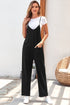 Solid Casual Adjustable Spaghetti Strap Straight Leg Jumpsuit