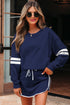 Varsity Stripe Contrast Trim Pullover Skort Two Piece Dress