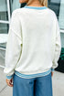 Bulldog Motif Trim Detail Round Neck Sweater