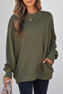 Textured Round Neck Drop Shoulder Pullover Sweatshirt