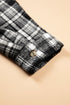 Plaid Long Sleeve V Neck Shift Shirt Jacket