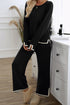 Relaxed Knit Split Hem Tipped Border Lounge Set