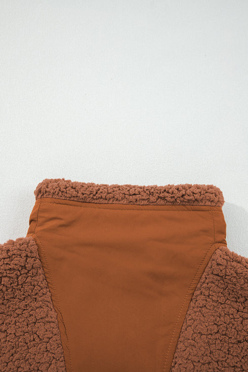 Faux Fur Sherpa Fleece Snap Button Knot Side Vest