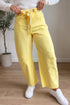 Cotton Denim Grommet Knot Waist Barrel Jeans