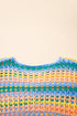 Long Sleeve Striped Open Knit Boho Crochet Top