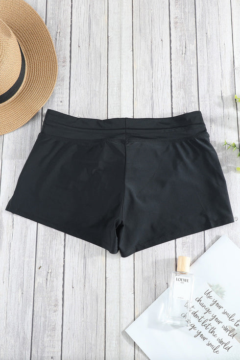 Contrast Waistband Tie Front Swim Shorts