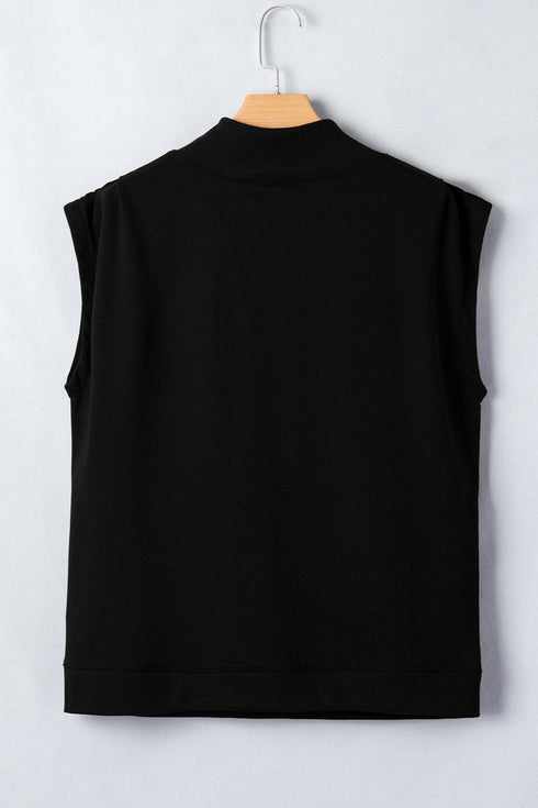 Glitter Ghost Print High Neck Graphic Tank Top