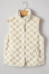 Checkered Sherpa Fleece Snap Button Pocket Vest