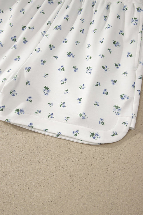 Floral Print Half Zip Top Matching Short Set
