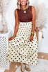 Polka Dot Smocked High Waist Long Skirt