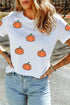 Sequined Star Pumpkin Graphic Round Neck Tee