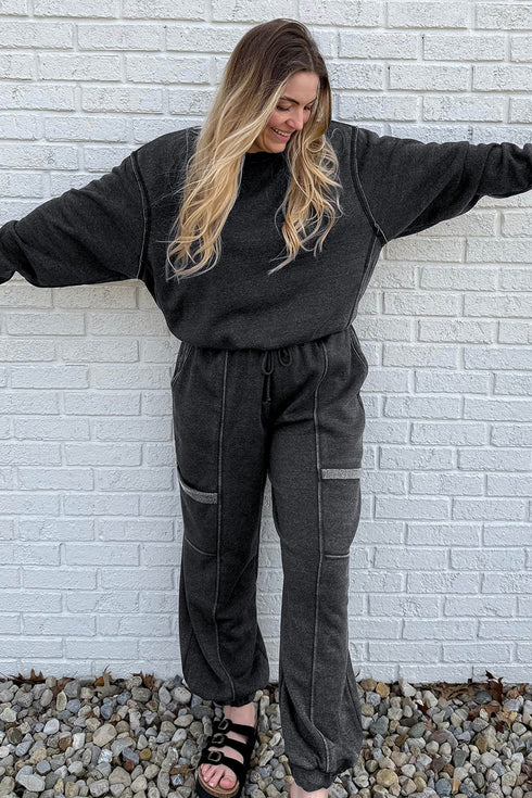 Polyester Cotton Seamed Coordinated Jogger Pant Set