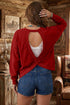 Racing Ribbed Drop Shoulder Cutout Back Sweatshirt
