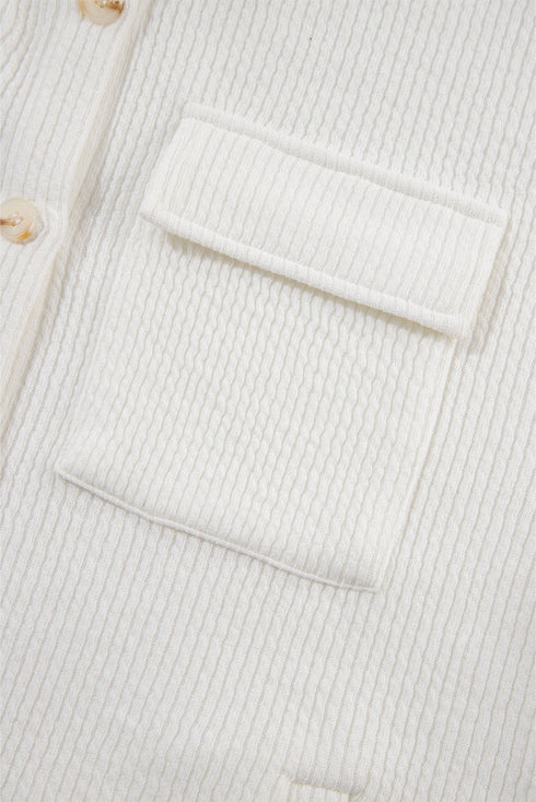 Casual Textured Corduroy Long Sleeve Button Down Jacket